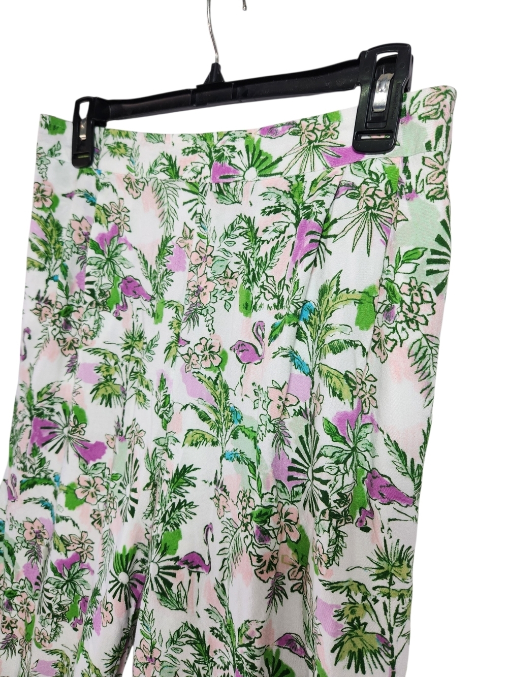 Stella Parker Tropical Flamingo Floral Wide-Leg Flowy Crop Pants Small Resort - Picture 3 of 16